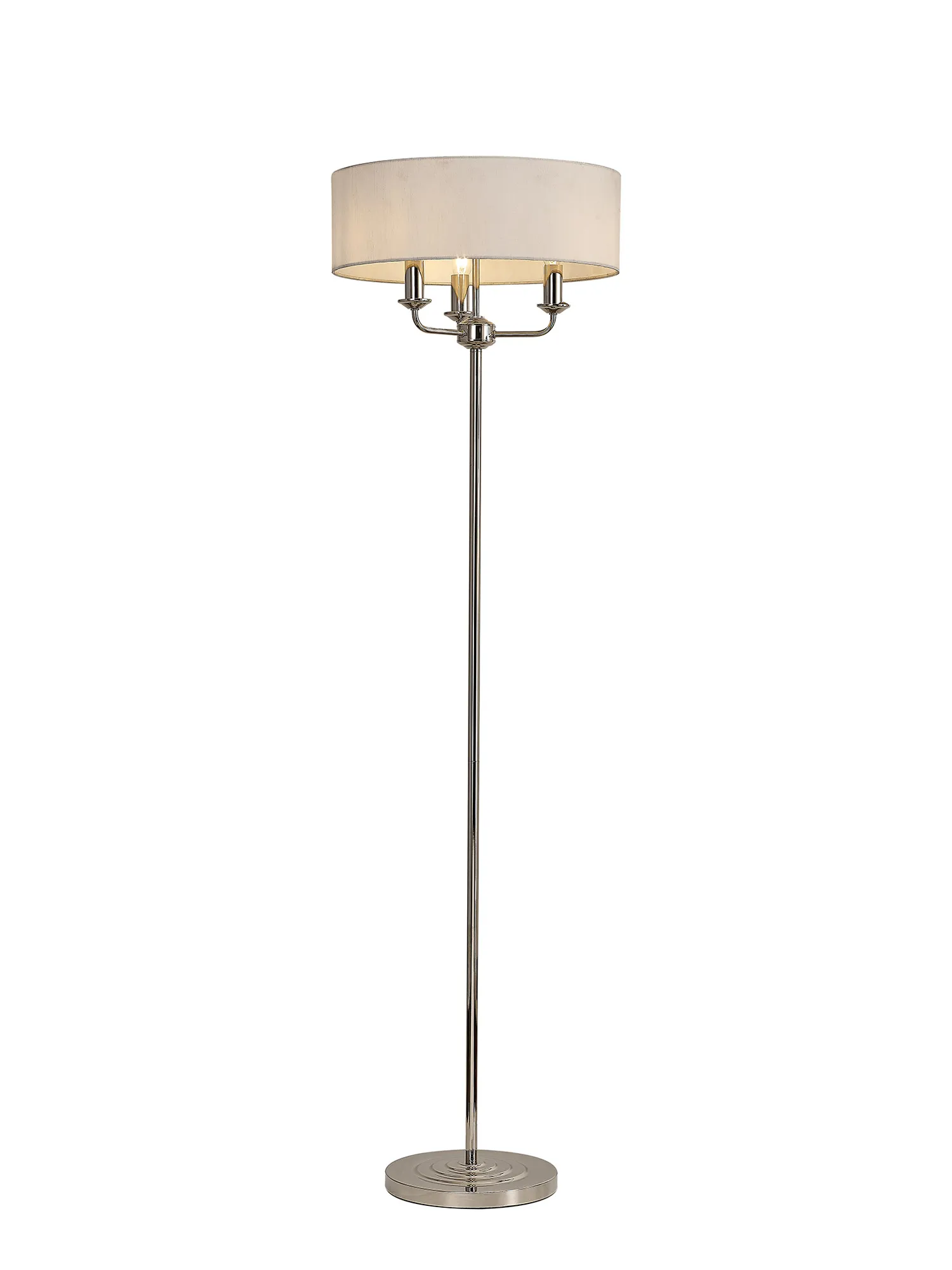 Banyan 45cm 3 Light Floor Lamp Polished Nickel, White